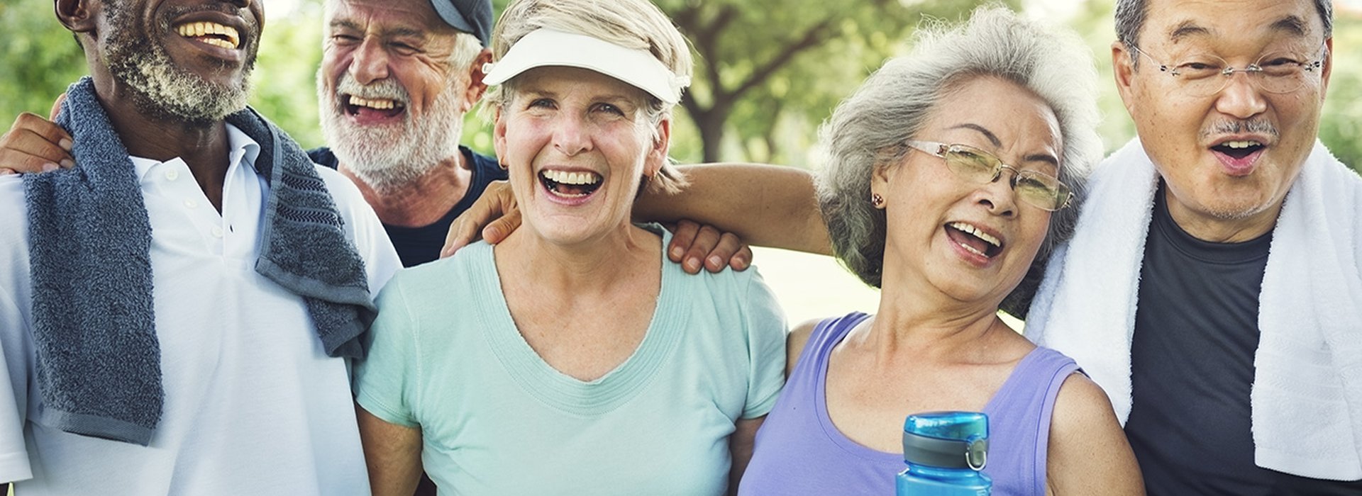Group of senior friends laughing after a work out